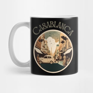 Casablanca Morocco Streetscape Art - Retro Vintage Travel Mug